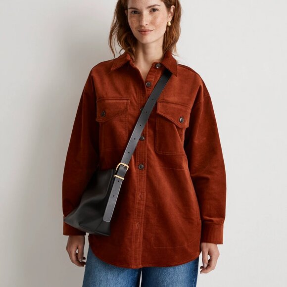 Madewell Corduroy Twill Oversized Shirt Jacket In Orange Size M NWT - Picture 3 of 15